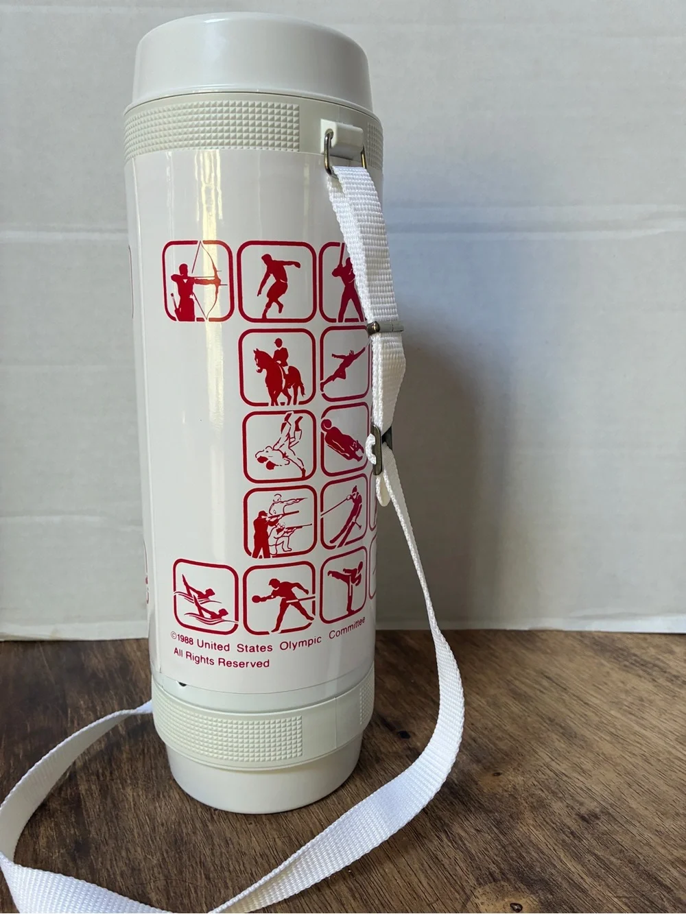 VTG Tiger Vacuum Thermos Bottle 1992 Olympics USA Mikasa Japan Strap RARE